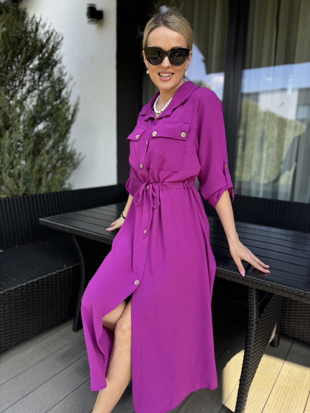 Laisvai krintanti suknelė su dirželiu - Image 5