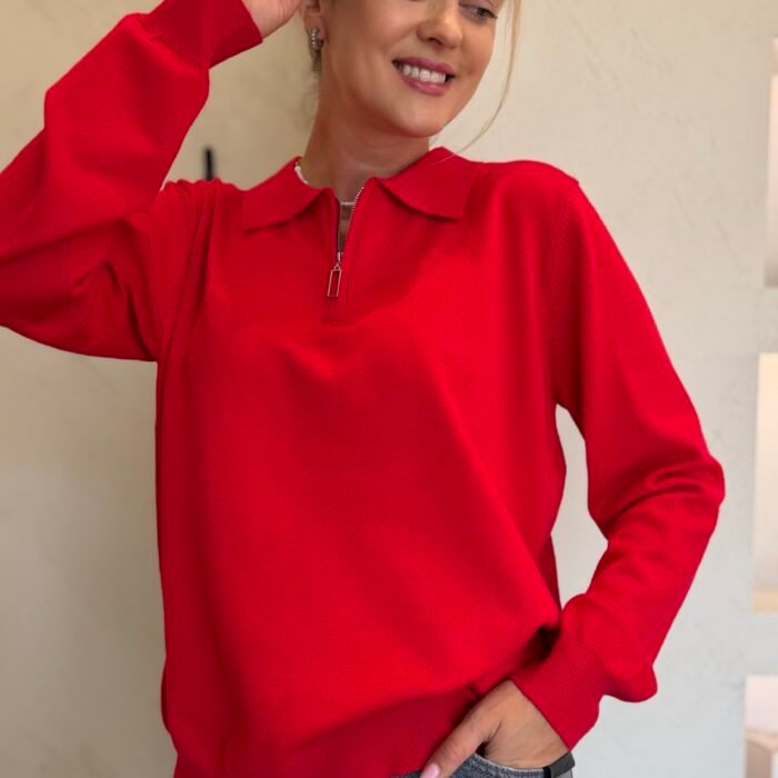 Soft Zip Polo“ – megztinis su apykakle ir užtrauktuku