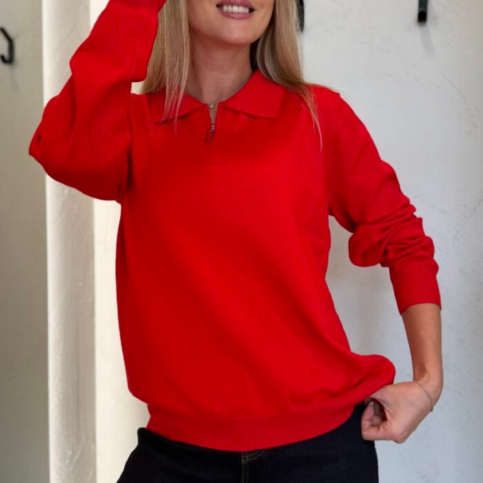 Soft Zip Polo“ – megztinis su apykakle ir užtrauktuku