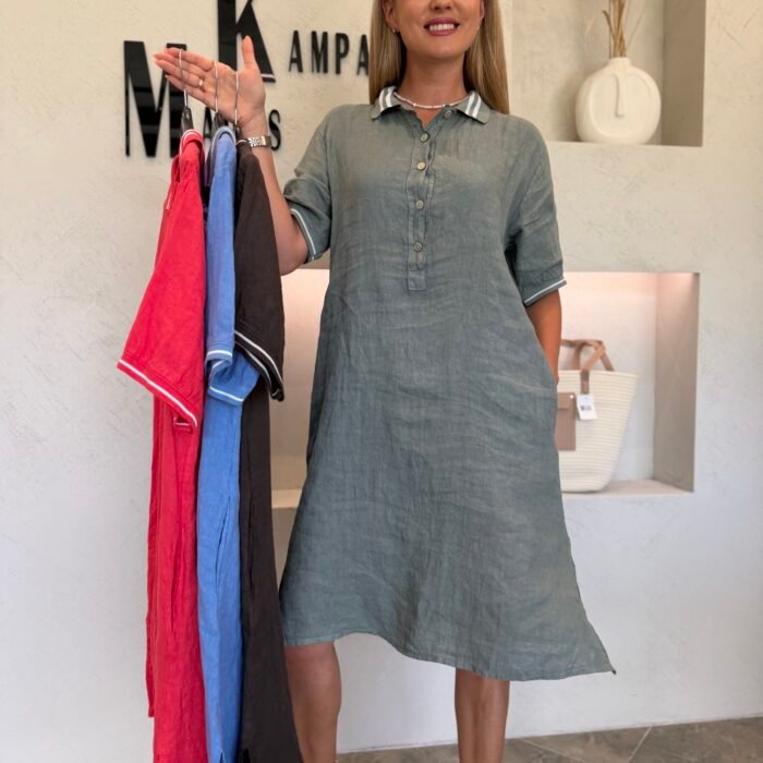 100% lino polo suknelė „Coastal Chic“
